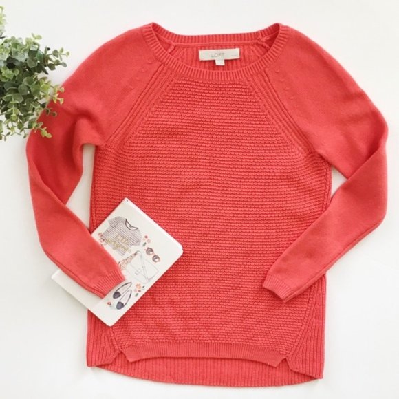 LOFT Coral Merino Wool Tunic Sweater - Picture 1 of 7